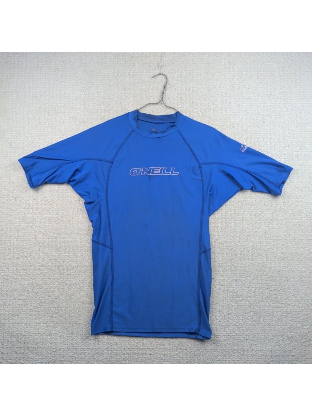 O'Neill Rash Guard Mens Sz L Blue Short Sleeve 50+ UV Surf Swim Shirt Tee Top